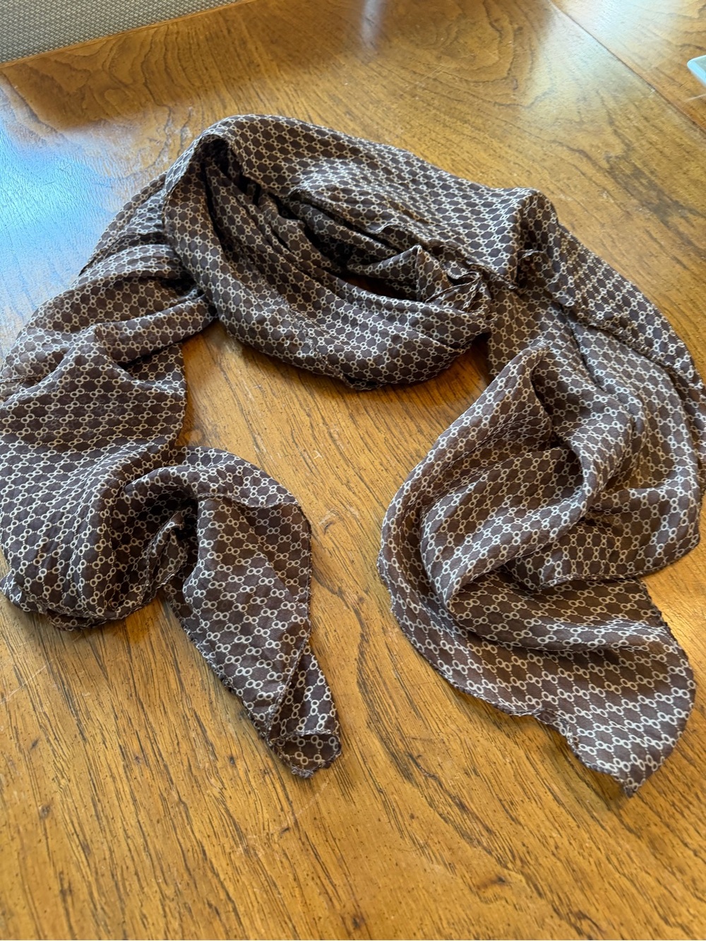 Brown Geometric Pattern Women's Scarf - Lightweight Fashion Wrap